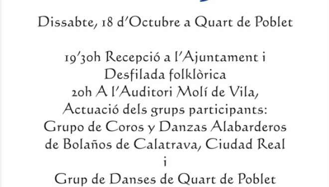 Quart de Poblet: Festival Folklòric pel 9 d’Octubre
